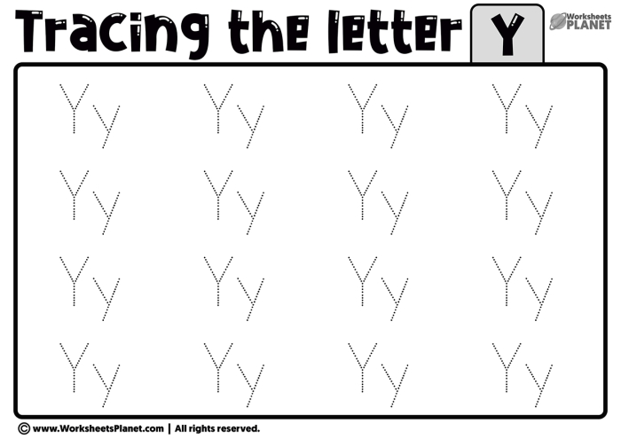 Practice Tracing the Letter Y worksheet for preschoolers in Spanish Worksheet for tracing the letter Y designed for Pre-K children to enhance fine motor skills