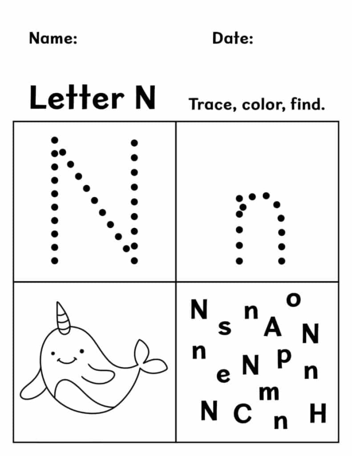 Kids practicing tracing the letter N on a prekindergarten worksheet to enhance fine motor skills