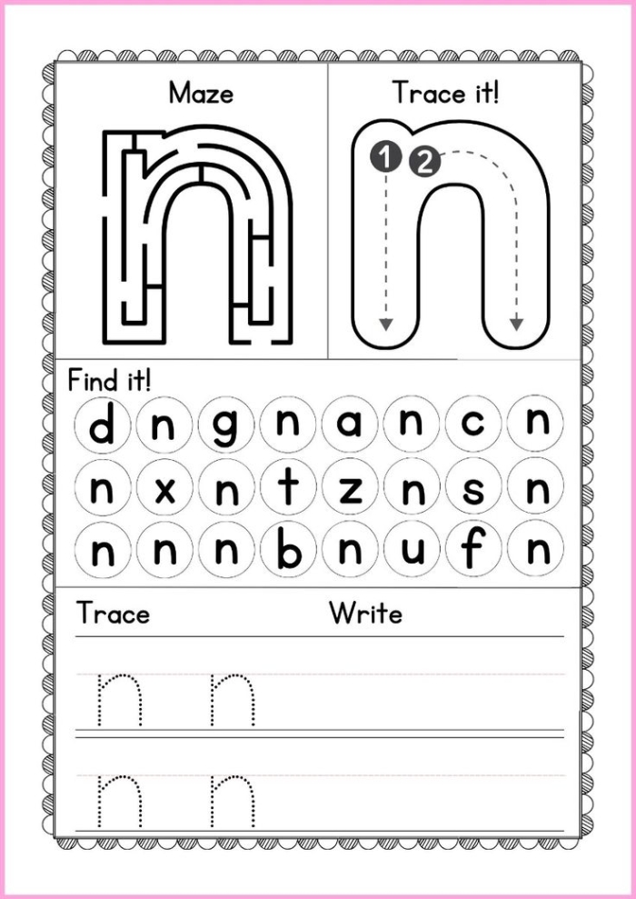 Practice Tracing the Letter N worksheet for Pre-K kids to enhance fine motor skills