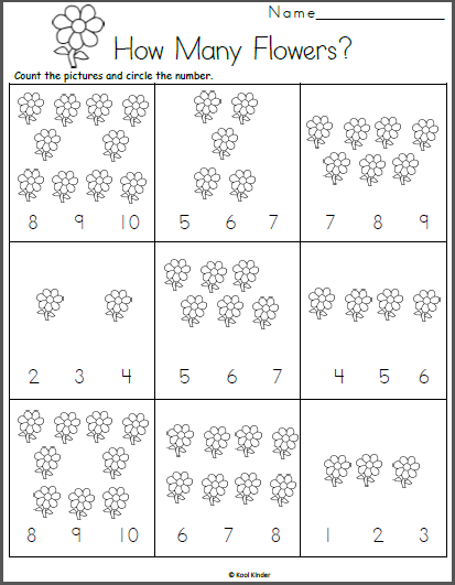 Counting flowers: How Many Are There? Subtraction worksheet for Pre-K A colorful worksheet featuring flowers for preschoolers to practice subtraction skills