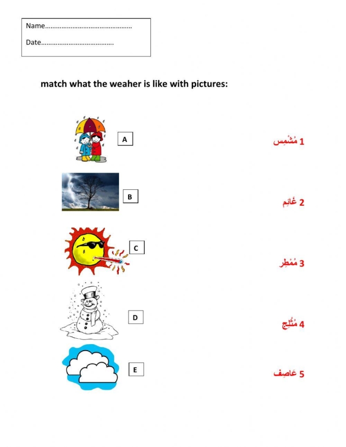Engaging activity sheet for little meteorologists to practice comparing different weather types Colorful Weather Comparisons worksheet for Pre-K children to enhance handwriting skills