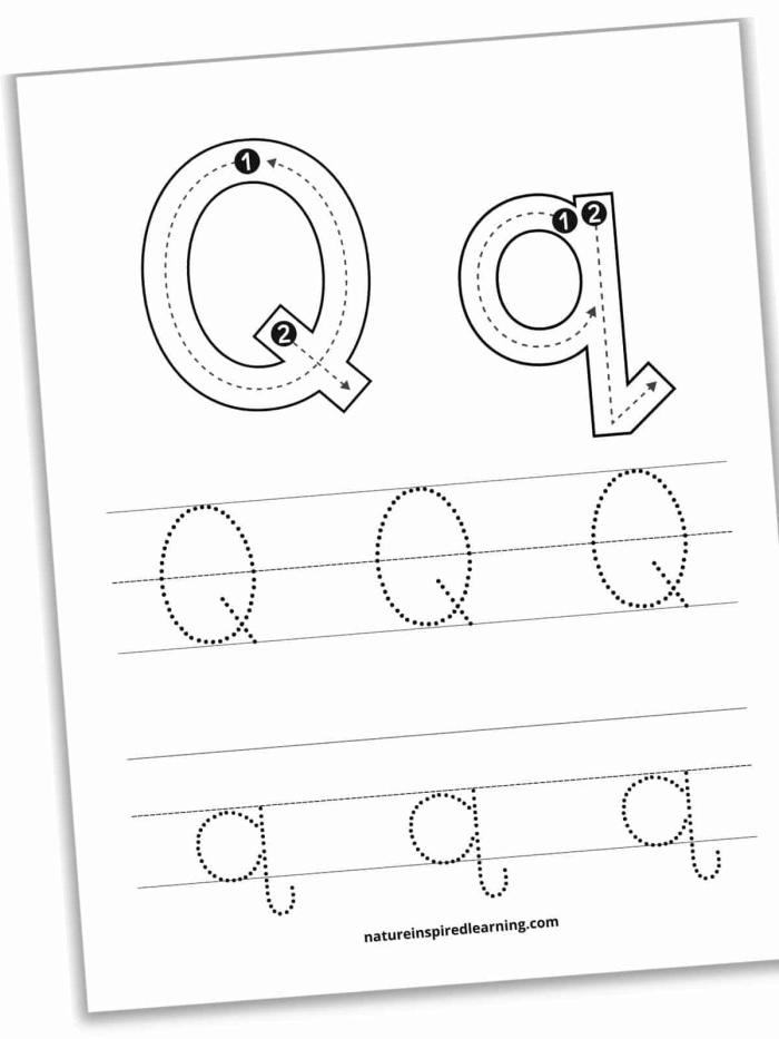 Worksheet featuring engaging activities for the letter Q, including handwriting and coloring tasks. Get Ready for Reading: All About the Letter Q worksheet for Pre-K learners.