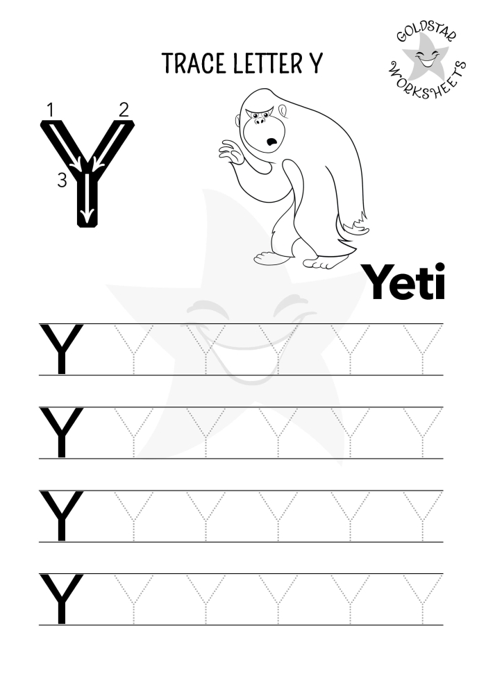 Practice Tracing the Letter Y worksheet for young learners in Spanish Worksheet for tracing the letter Y, designed for Pre-K students to enhance fine motor skills