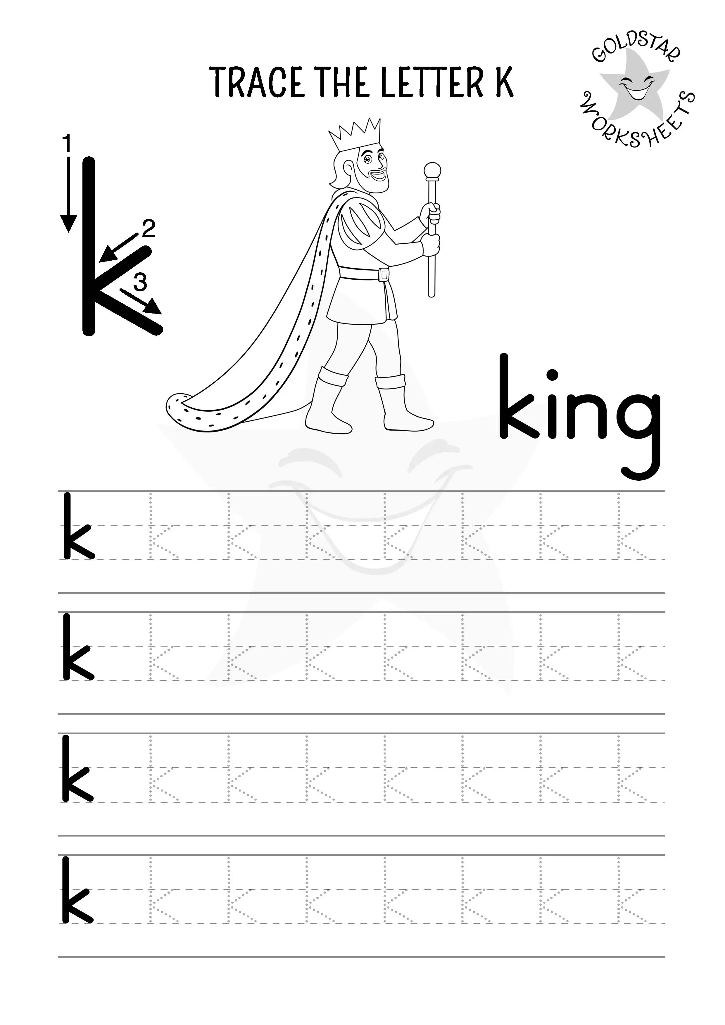 Practice sheet for learning to write lowercase letters through tracing activities Worksheet for tracing lowercase letters k, v, and w for Pre-K students