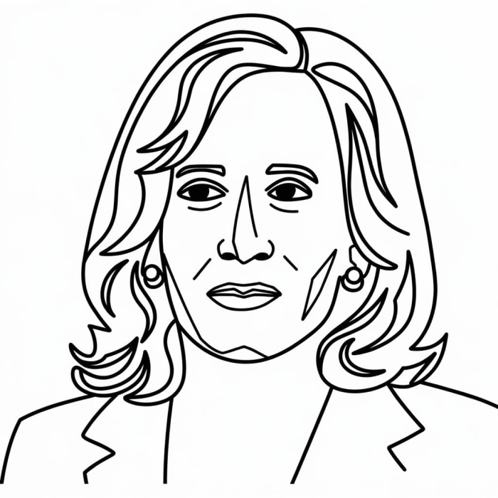 Kamala D. Harris coloring worksheet for Pre-K students focusing on measurement skills