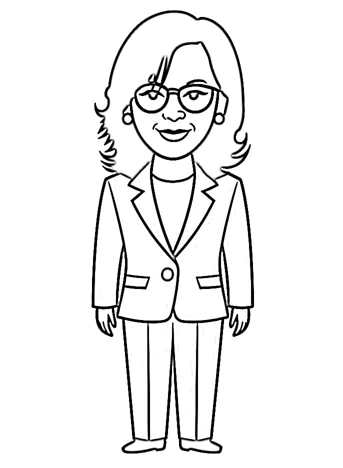 Kamala D. Harris Coloring Page worksheet for Pre-K measurement activities featuring the Vice President