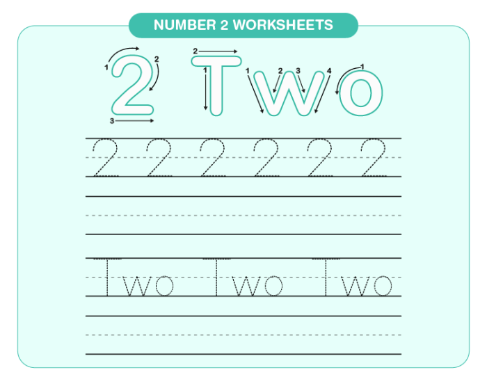 Number 2 writing practice worksheet designed for young children in early math skills Practice writing the number 2 with this fun worksheet for Pre-K life science learners