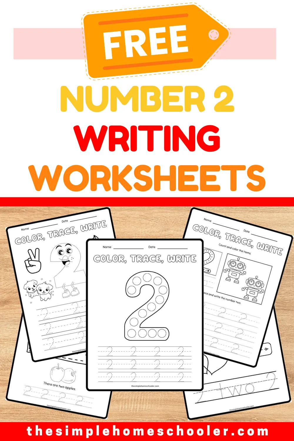 Early math worksheet for Pre-K focusing on number 2 writing and counting skills Children practicing writing the number 2 with counting activities on a worksheet