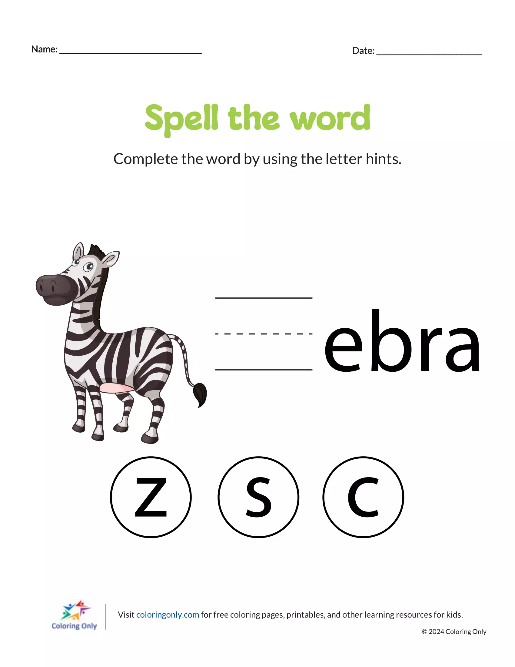 Engaging spelling assessment worksheet for young learners in the measurement category Worksheet for assessing spelling skills in Pre-K students titled "Can You Spell That?