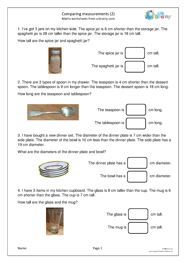 Engaging worksheet to evaluate students' understanding of comparison language in measurements Measurement Comparison Assessment worksheet for Pre-K students focusing on subtraction concepts