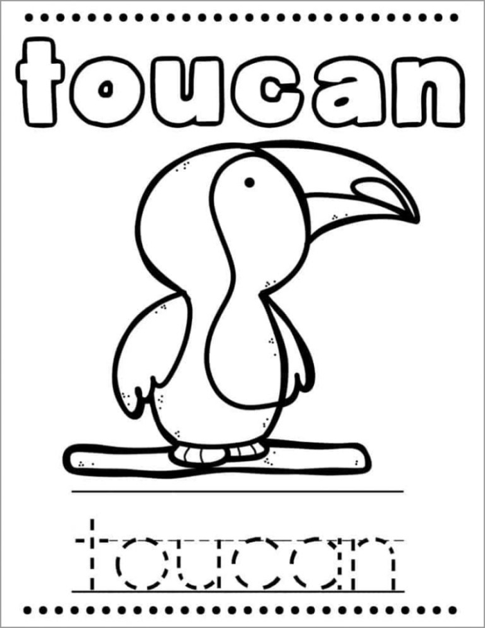 Creative coloring page featuring a toucan for young learners number 17 Color the Toucan worksheet for Pre-K civics and government activity