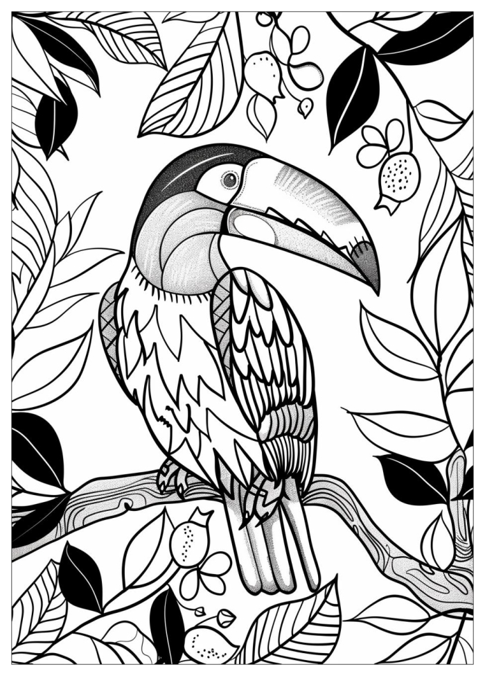 Color the Toucan activity sheet for early learners in Civics and Government 21 Pre-K worksheet featuring a toucan to color with vibrant options