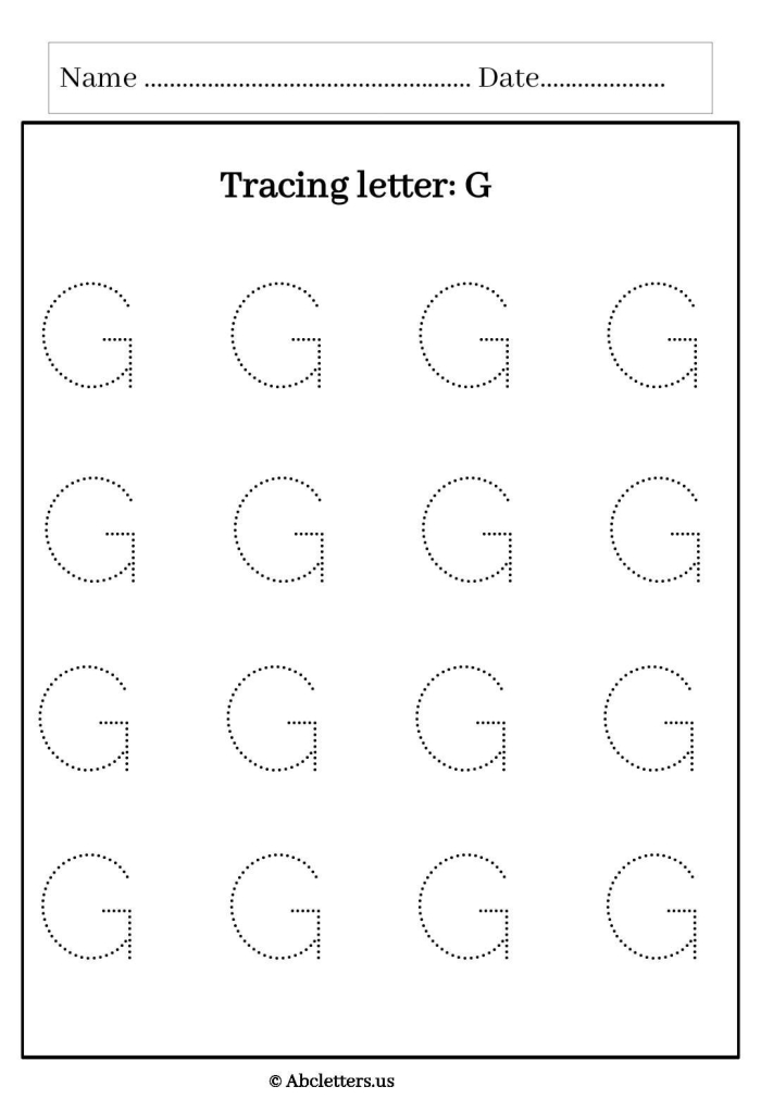 Practice tracing lowercase letters g and q with this engaging worksheet Worksheet for tracing lowercase letters g and q for Pre-K students
