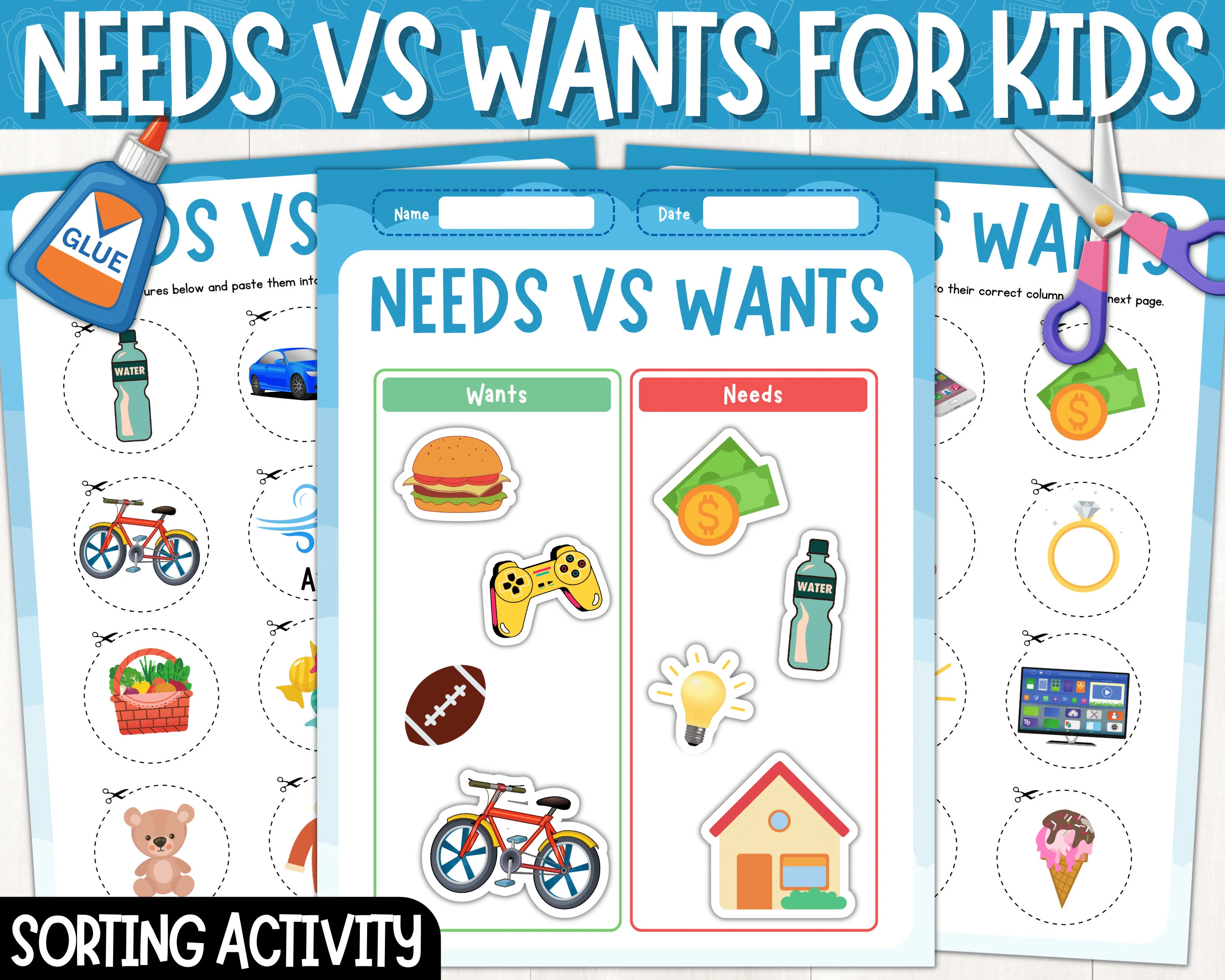 Wants and Needs worksheet for Pre-K students, image 23 Worksheet for preschoolers to learn the difference between wants and needs