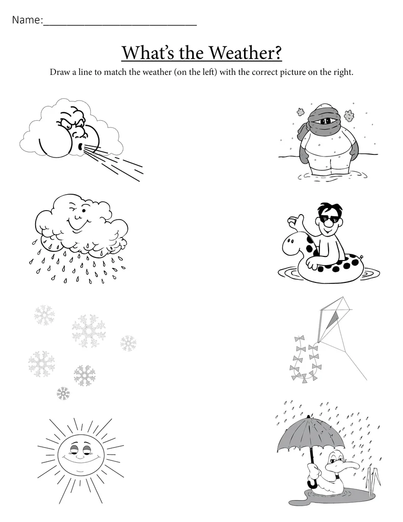 Handwriting worksheet for Pre-K Weather Comparisons worksheet for Pre-K