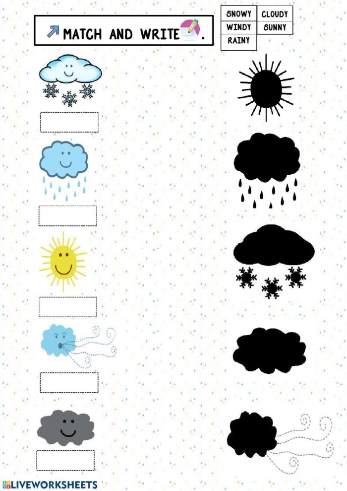 Engaging worksheet image for young meteorologists to practice weather concepts Weather comparisons worksheet for Pre-K students to enhance handwriting skills