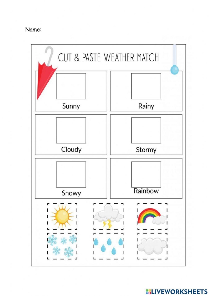 Worksheet image showcasing fun weather comparison activities for young learners Pre-K students engaging with the Weather Comparisons worksheet to enhance their handwriting skills