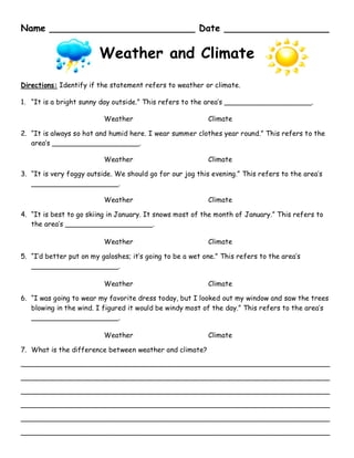 Fun weather comparisons worksheet to enhance handwriting skills for little meteorologists Worksheet for practicing weather comparisons designed for Pre-K students