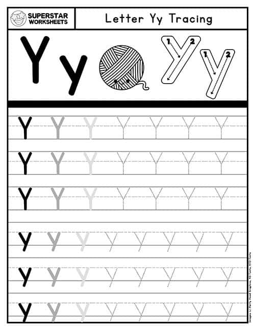 Engaging "Get Ready for Reading" worksheet focusing on the letter Y for young learners Worksheet for preschoolers featuring the letter Y, encouraging writing and identification of "Y" words