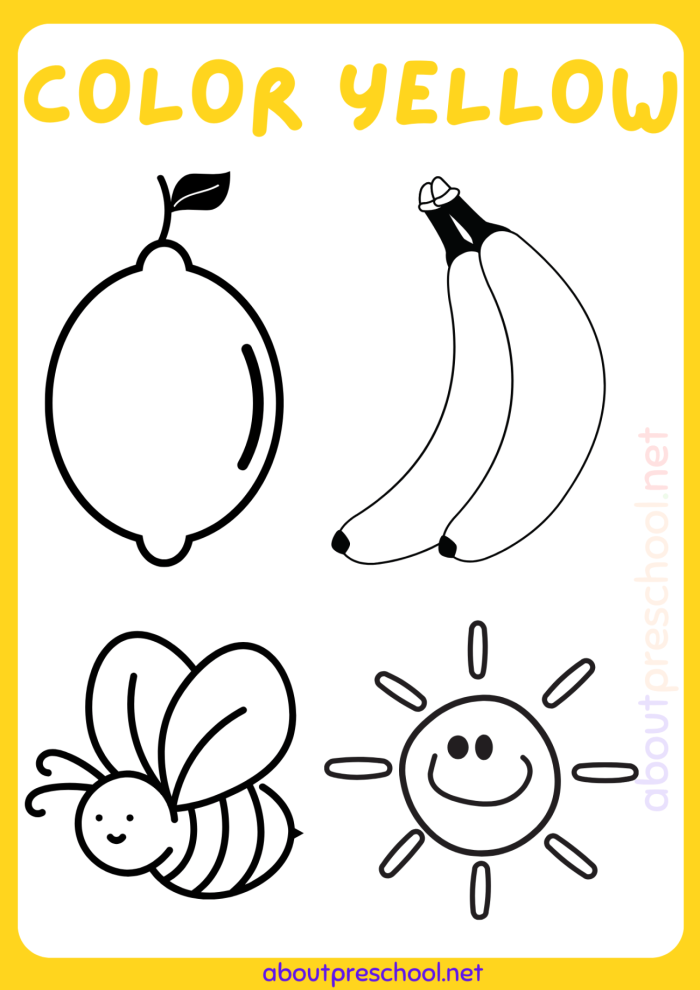 Writing worksheet for Pre-K Kids engaging with the Color Yellow worksheet, practicing writing, tracing, and coloring activities. A fun and interactive worksheet for preschool and kindergarten students to enhance their skills.