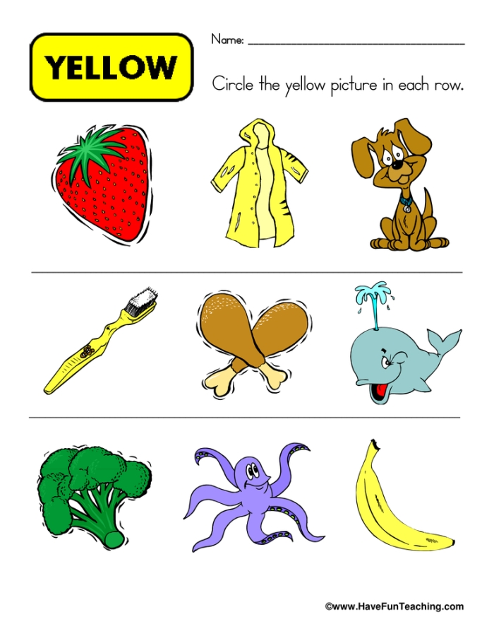 Writing worksheet for Pre-K Worksheet for preschoolers featuring activities related to the color yellow, including writing, tracing, and coloring. Engaging The Color Yellow worksheet for pre-K students to enhance writing skills and creativity.