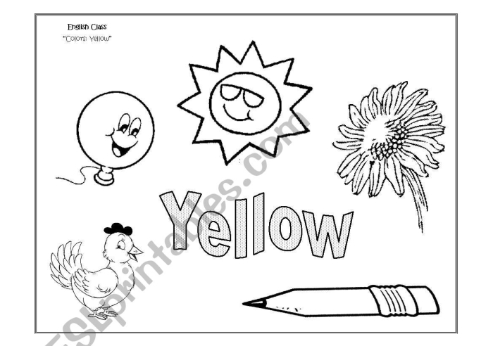 Writing worksheet for Pre-K Colorful worksheet for preschoolers focusing on the color yellow, featuring name writing and tracing activities. Engaging educational resource for Pre-K students to enhance their writing skills.