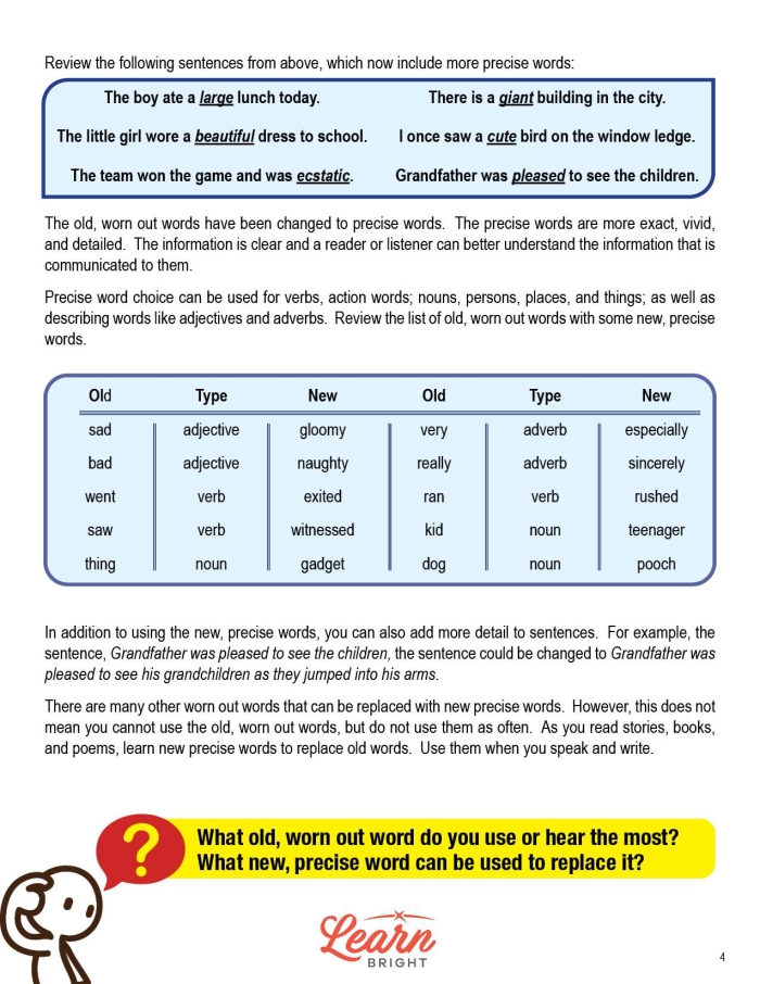 Express Ideas Clearly and Briefly worksheet for seventh grade students, image 11 Seventh grade worksheet focused on expressing ideas precisely and concisely with sentence revision exercises