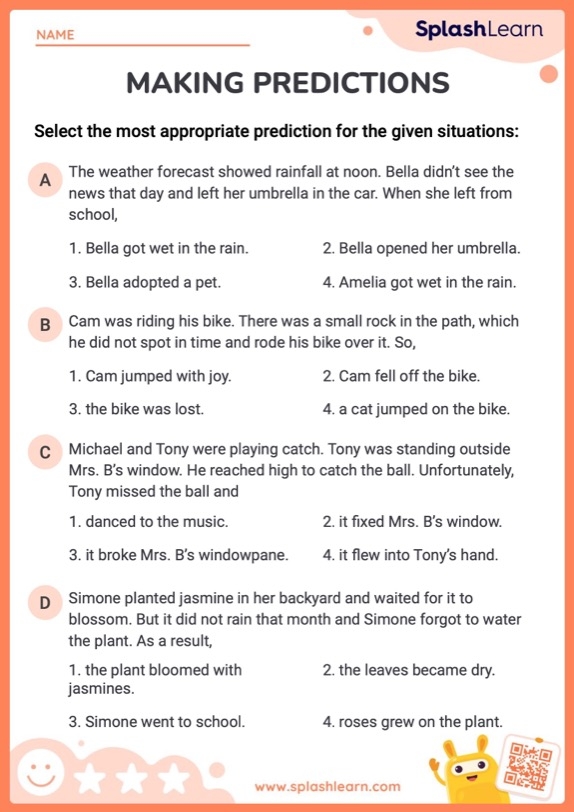 Third grade students using a Making Predictions with Text Evidence worksheet to practice citing evidence