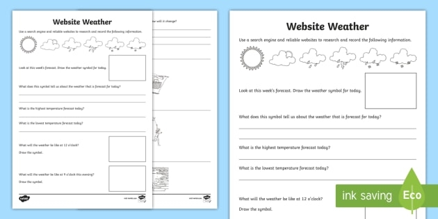 First Grade student completing a Predicting Weather worksheet practicing weather vocabulary