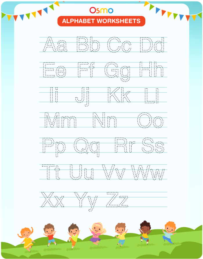 Preschool ABC writing practice sheet focusing on letter recognition and onset rime Pre-K handwriting worksheet with missing A, B, and C letters to fill in