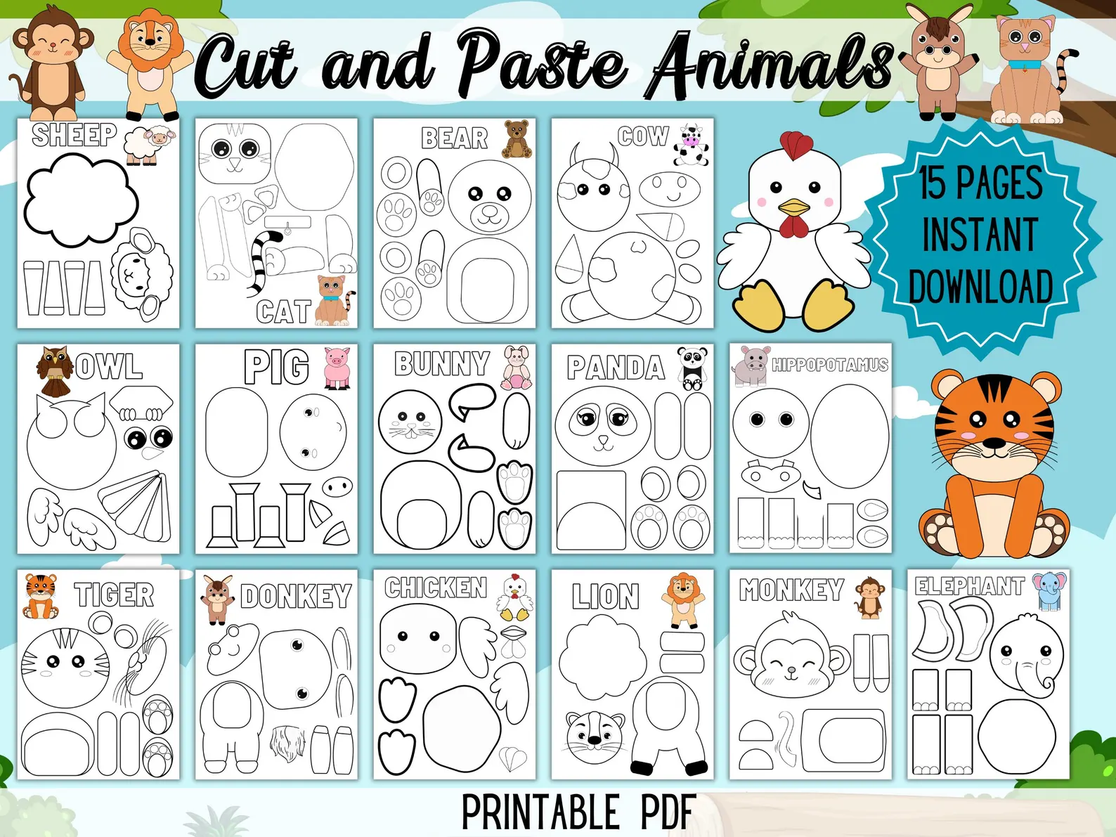 Interactive animal sorting activity for little zookeepers worksheet 6 Pre-K animal cut and paste worksheet with animals to sort by flying, swimming, or crawling