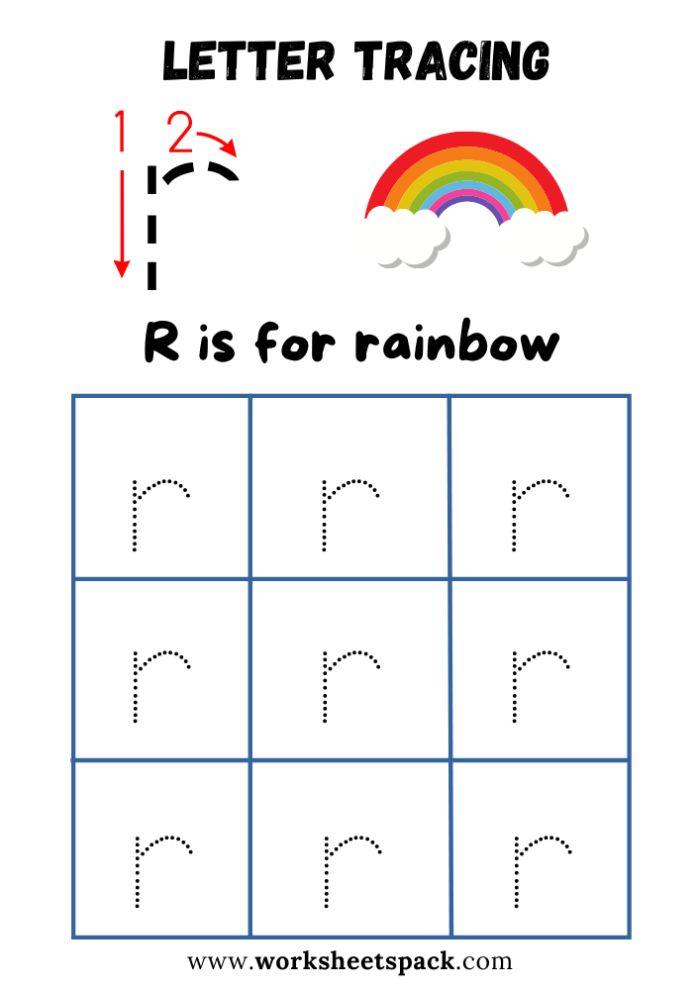 Pre-K children tracing lines and the letter R on an American Sign Language worksheet