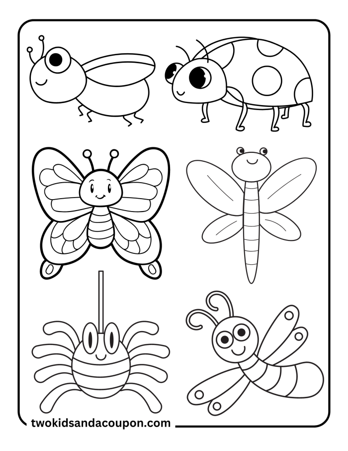 Fun science-themed Bugs in Nature! coloring page for early readers Pre-K and kindergarten children coloring bugs in nature on worksheet 14