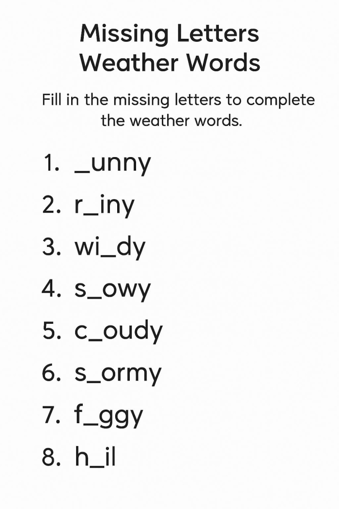Worksheet 10 for learning basic Chinese weather words in a fun way Pre-K children practicing Chinese weather vocabulary on worksheet number 10
