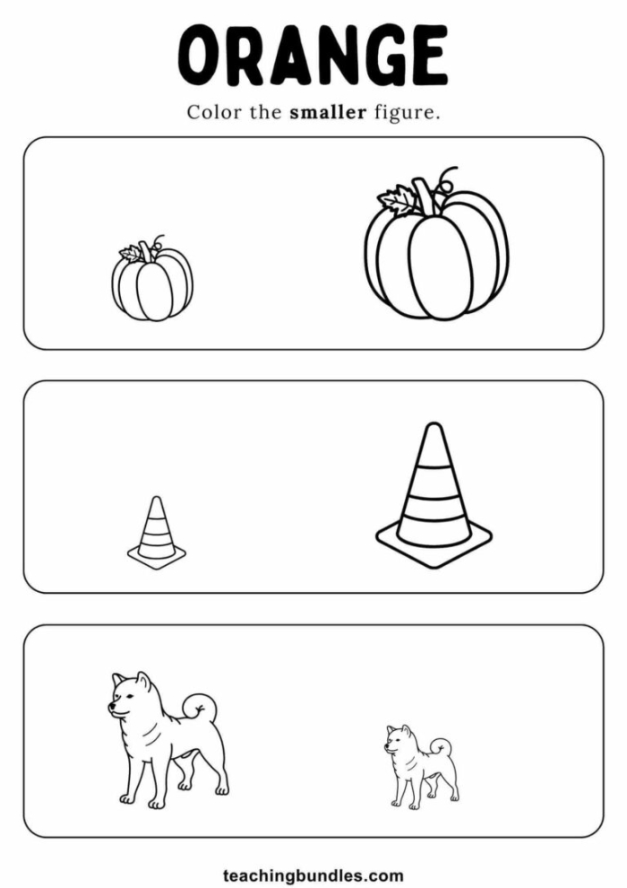 Creative orange color worksheet for young learners to explore time and money concepts Pre-K child coloring an orange-themed worksheet about the color orange and fruit