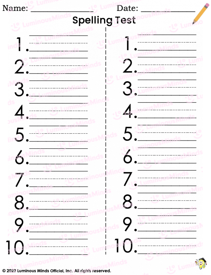 Pre-K student completing a Starting Spelling Assessment worksheet to practice early spelling skills