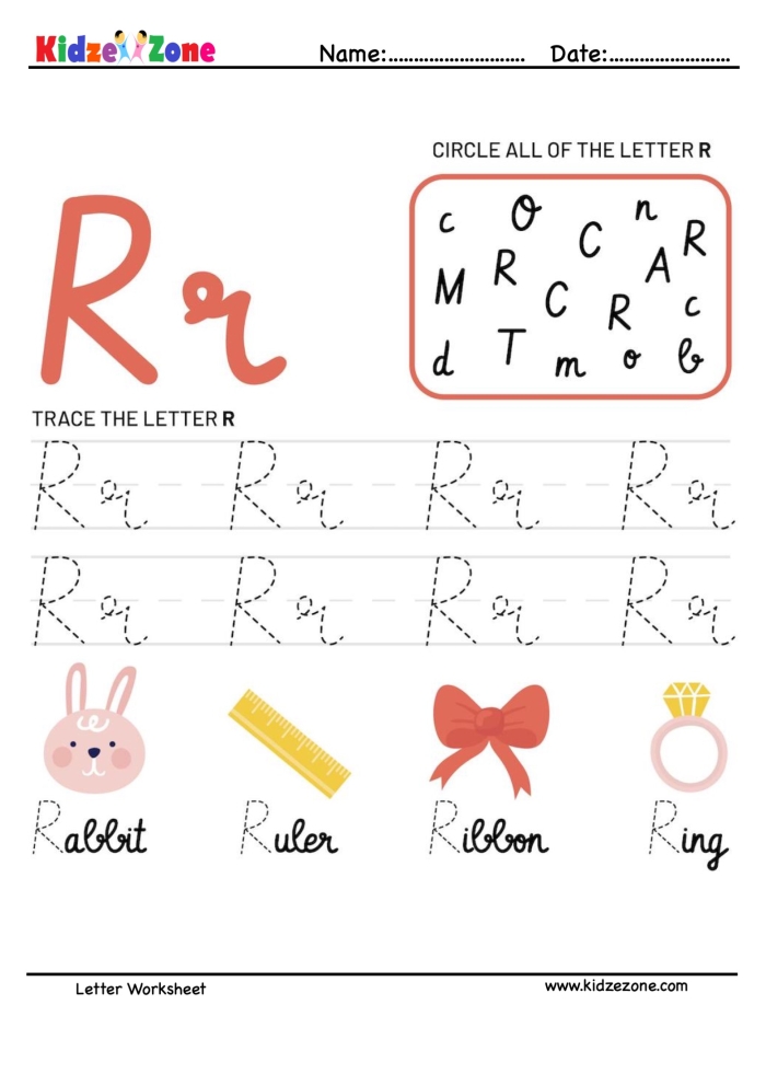 Pre-K children practicing fine motor skills by tracing lines and the letter R on a worksheet for American Sign Language