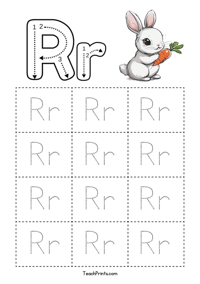 Prekindergarten worksheet showing kids tracing lines and the letter R to build fine motor skills in American Sign Language
