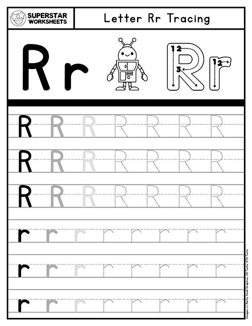 Pre-K children practicing tracing the letter R on a fine motor skills worksheet for American Sign Language