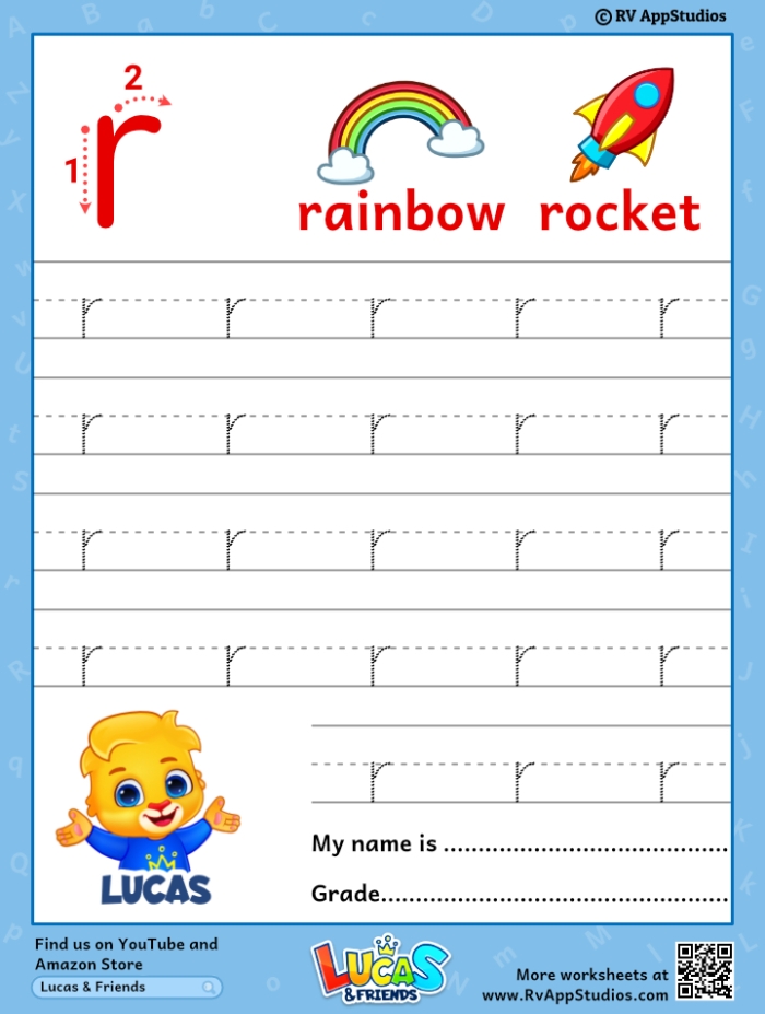 Practice tracing lines and the letter R on a worksheet designed for pre-K fine motor skill development