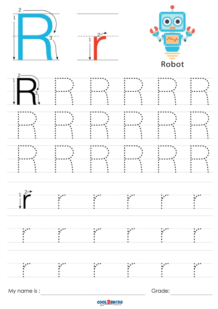 Pre-K children practicing tracing the letter R on a fine motor skills worksheet for American Sign Language
