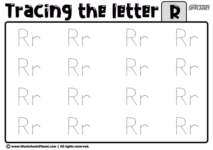 Pre-K children practicing fine motor skills by tracing lines and the letter R on an ASL worksheet