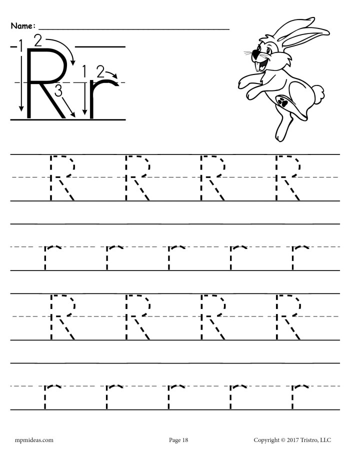Pre-K children practicing fine motor skills by tracing lines and the letter R on a worksheet for American Sign Language