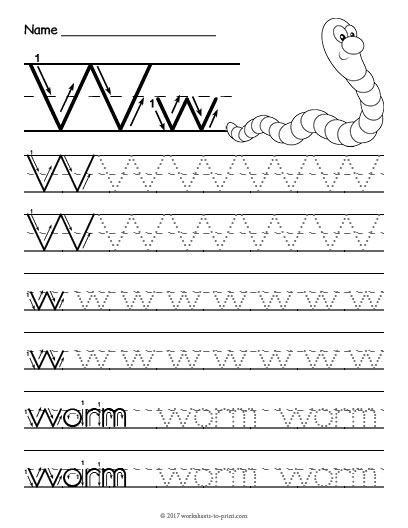 Worksheet for young learners practicing letter W tracing and line work skills Pre-K worksheet for tracing lines and the letter W to build fine motor skills