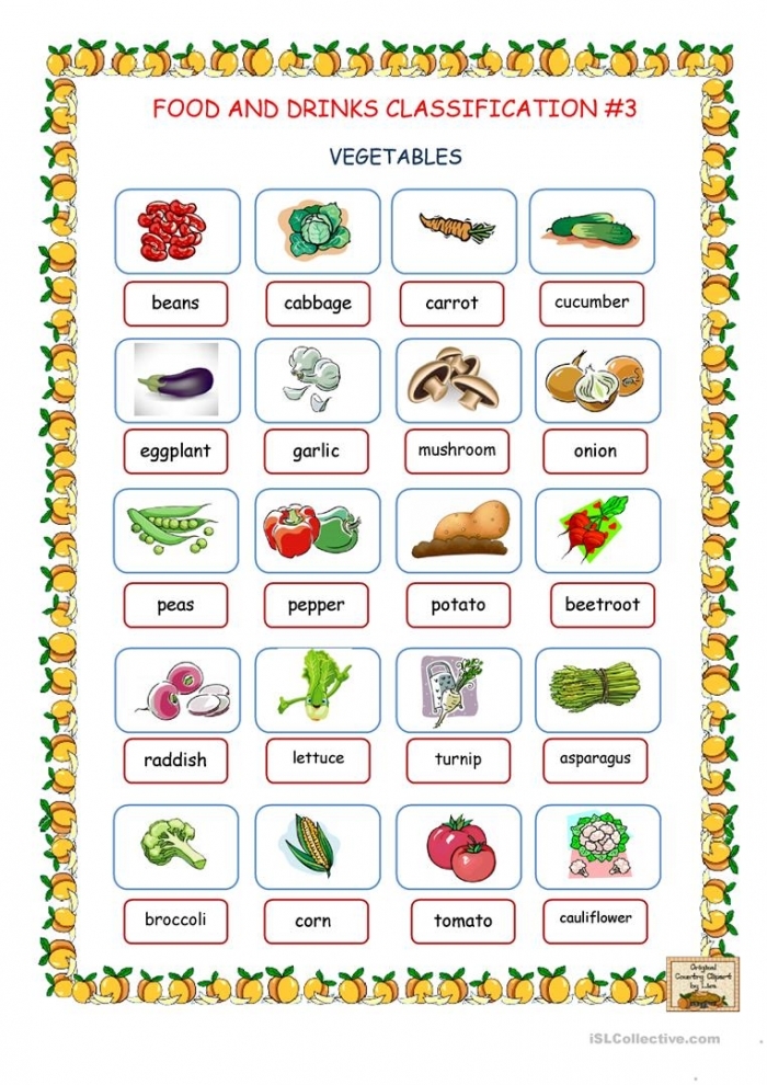 Pre-K children sorting various foods and drinks by type on a colorful worksheet