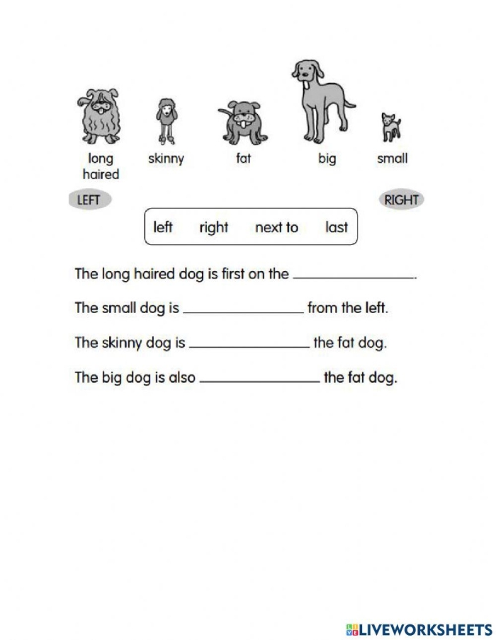 Pre-K students practicing position words on a colorful geometry worksheet