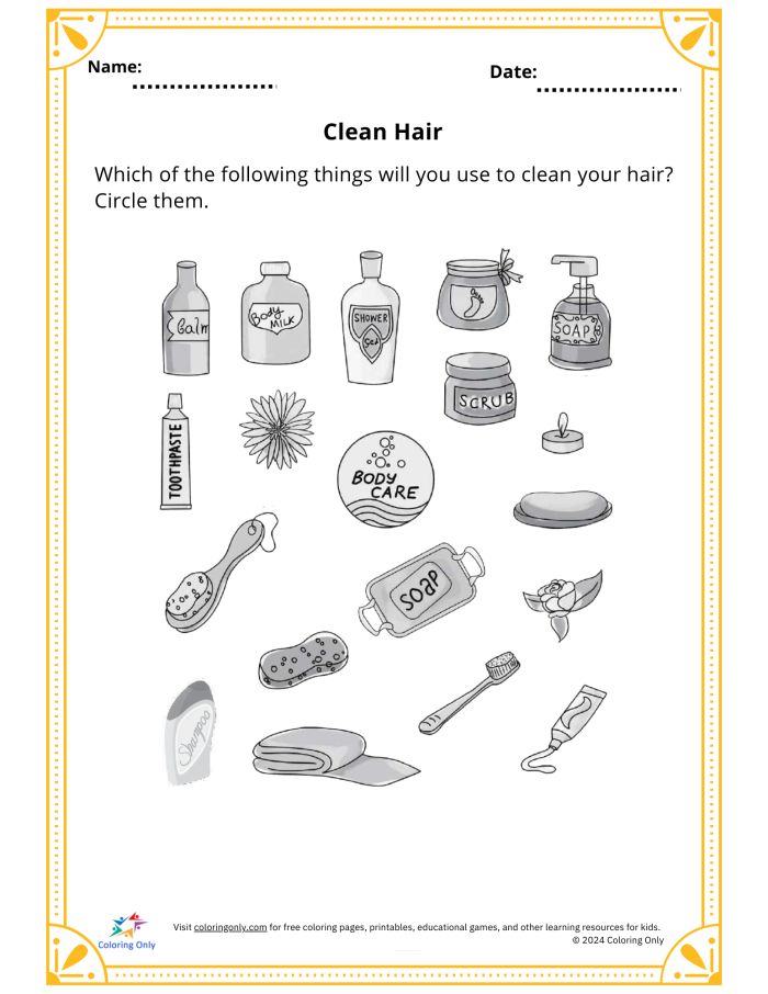 Child drawing their hairstyle on the All About My Hair worksheet with a mirror design