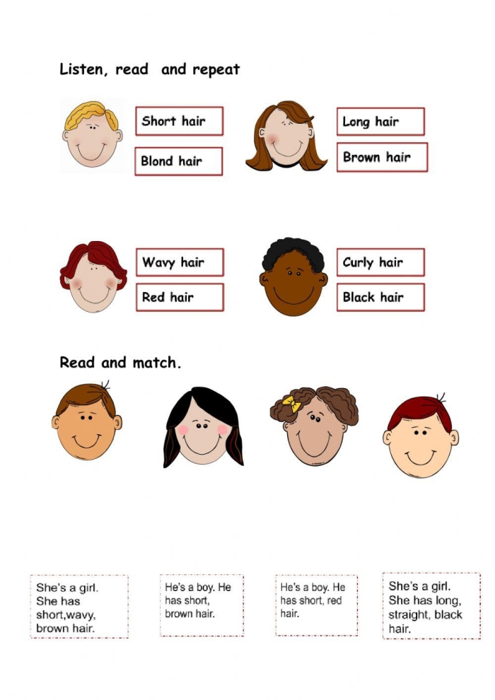 Child drawing their hairstyle in a mirror on an All About My Hair worksheet