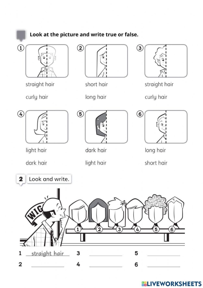 Child drawing their hairstyle on an All About My Hair worksheet with a mirror design