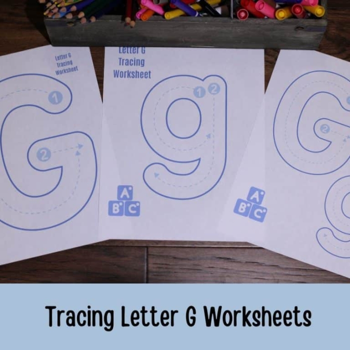 Practice Tracing the Letter G worksheet for early learners developing handwriting skills Pre-K child tracing lines and the letter G on a handwriting worksheet to build fine motor skills